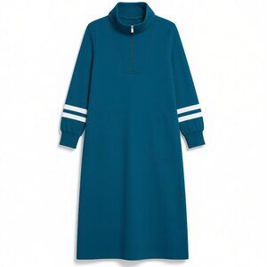 Carole Hochman Blue Fleece Half Zip Lounger House Coat Pockets Size S